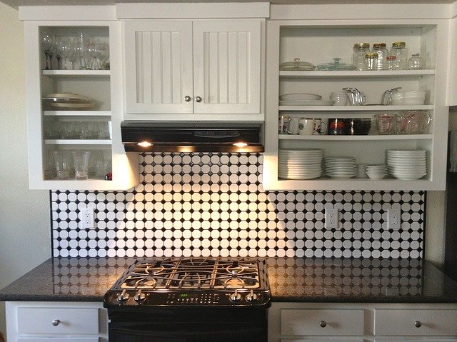 Mosaic tiles in kitchen