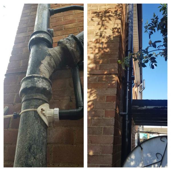 Removal of ACM and Replaced with Plastic Downpipe
