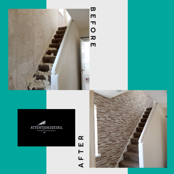 Wallpapering staircase